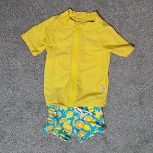 SwimZip Swim Set with Lemon Print Shorts